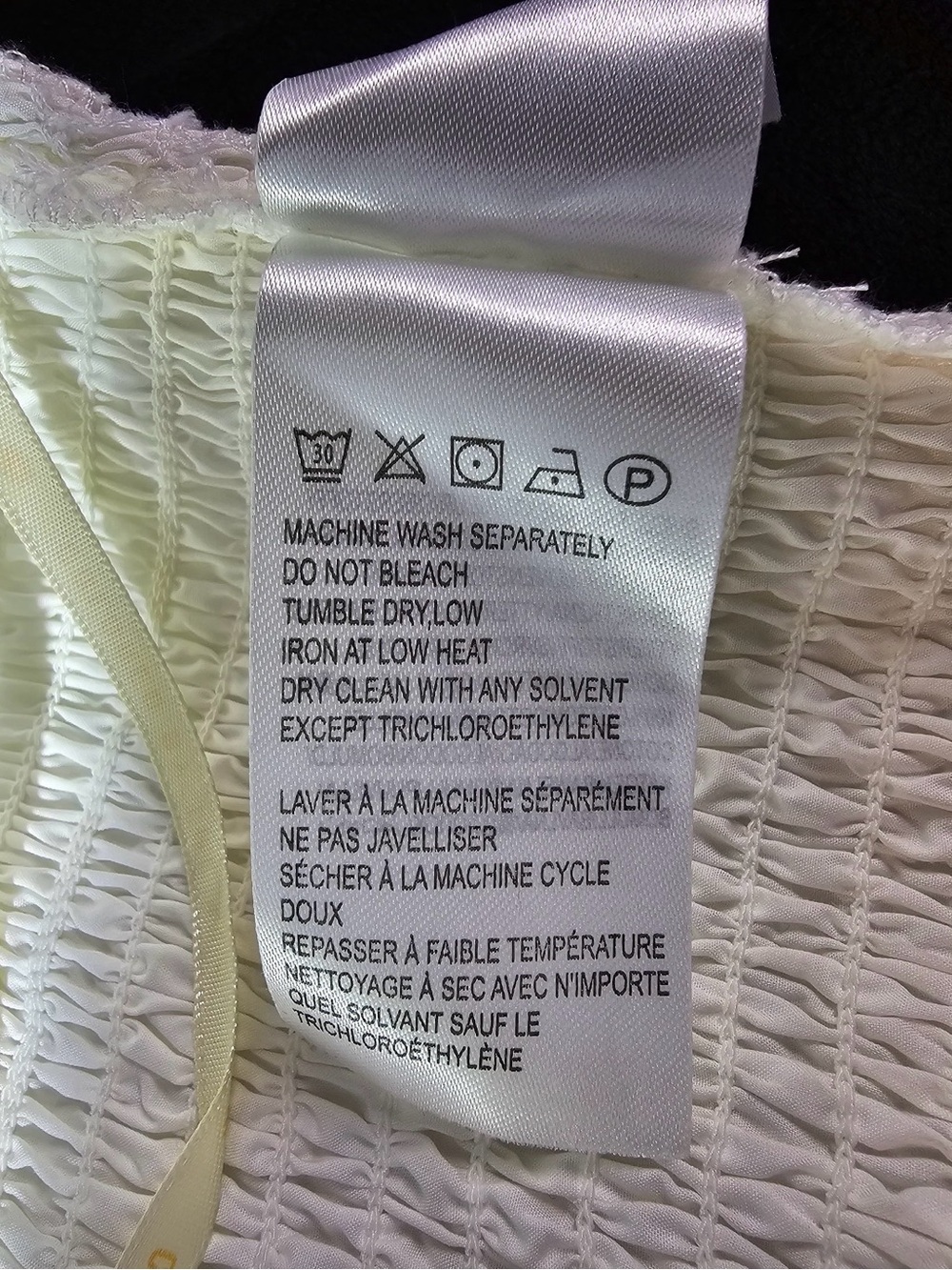 Farm Rio White Smocked Puff Sleeve Crop Top Size S - Picture 13 of 16